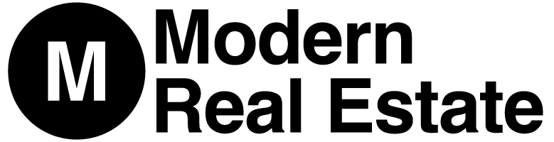Logo consisting of black text which reads Modern Real Estate 